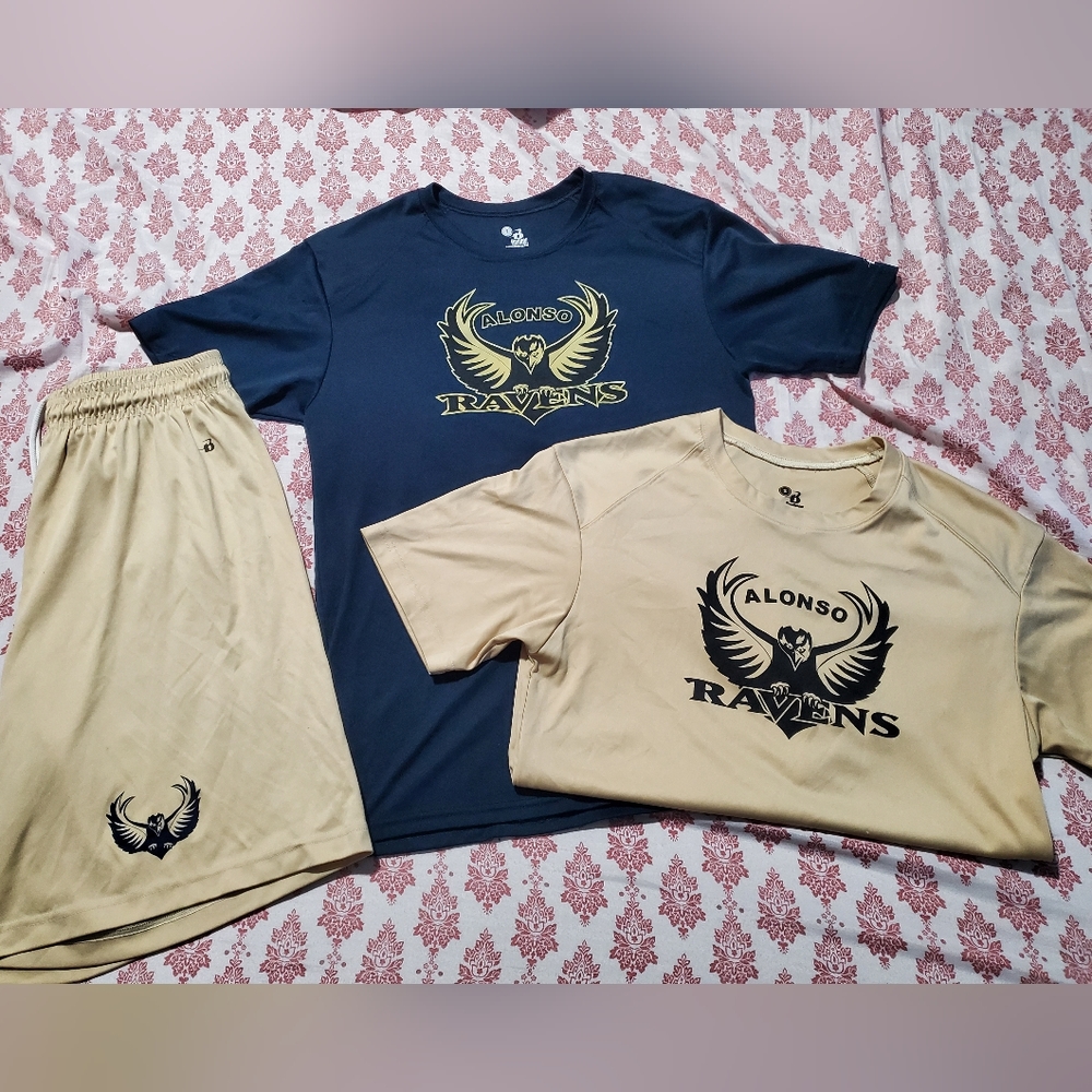 *SOLD* Alonso Ravens High School shirts & shorts